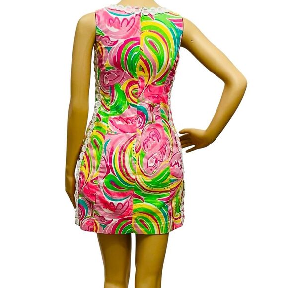 Lilly Pulitzer Dress Mila Shift Embroidery Multi All Nighter Flamingo Back/Zip 0 - Picture 7 of 16